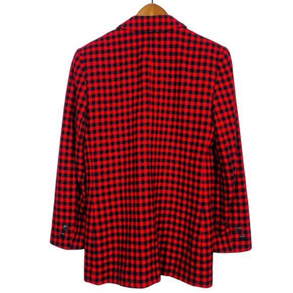 Vintage 80s Miss Pendleton Virgin Wool Blazer Single Button Red Black - M - Picture 3 of 7